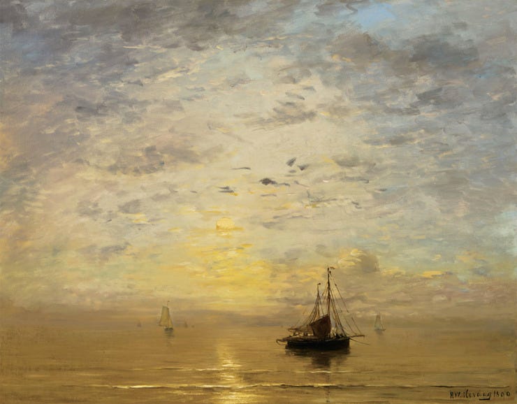 'Marine' 1890 - olieverf op doek: H.W. Mesdag (lot 21, Christie's New York, herkomst: coll. Brooklyn Museum) 'Marine' 1890 - olieverf op doek: H.W. Mesdag (lot 21, Christie's New York, herkomst: coll. Brooklyn Museum)