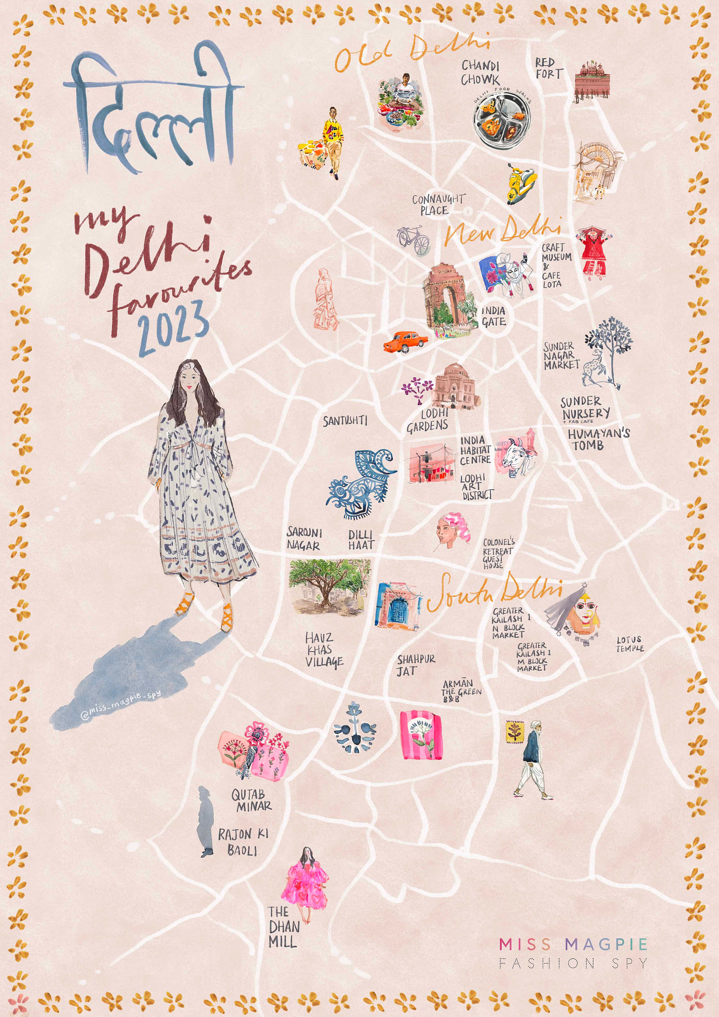 illustrated mãp  of Delhi