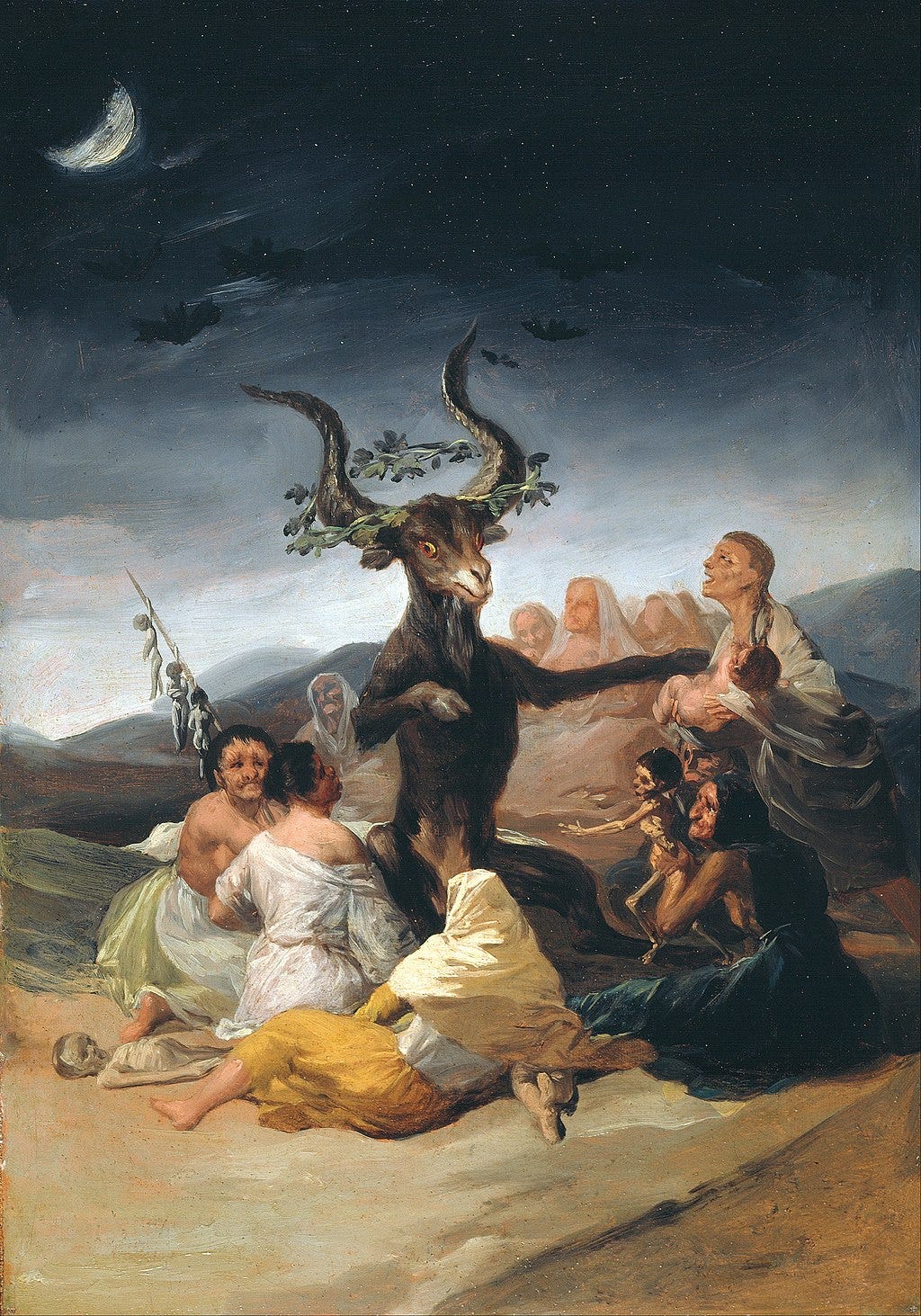 Goya painting of a witches gathering at night Goya painting of a witches gathering at night