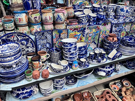 Markets with food, clothes, arts, and crafts from San Miguel de Allende Mexico