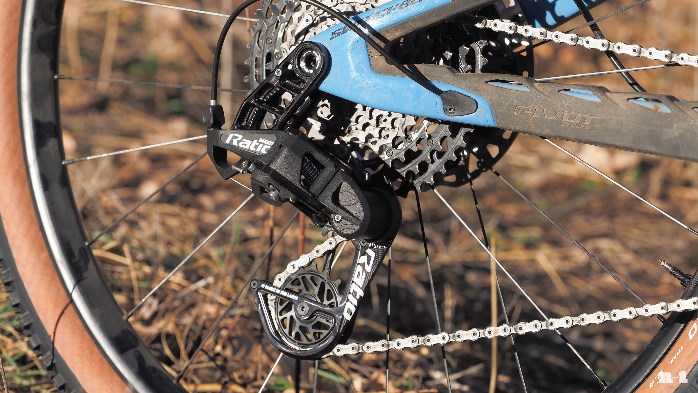 Ratio Technology Mech rear derailleur front three-quarter view