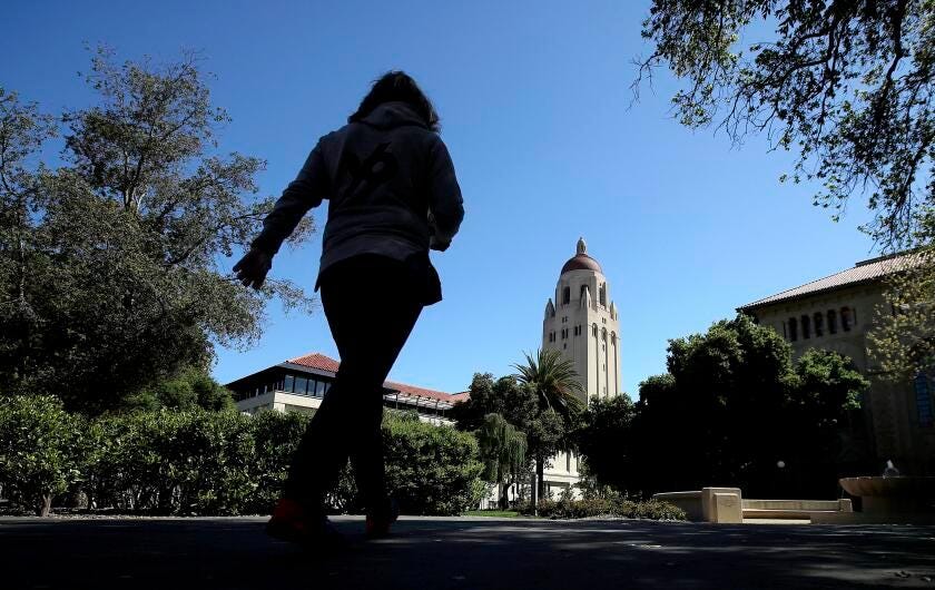 April 2019 photo of Hoover Tower on the campus of Stanford University. April 2019 photo of Hoover Tower on the campus of Stanford University.