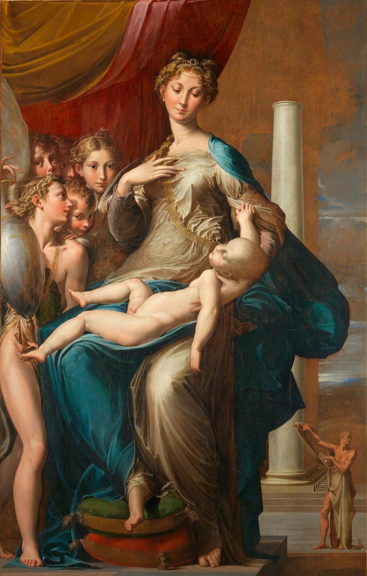 Parmigianino, Madonna with the Long Neck, elongated elegant figures in a Mannerist composition