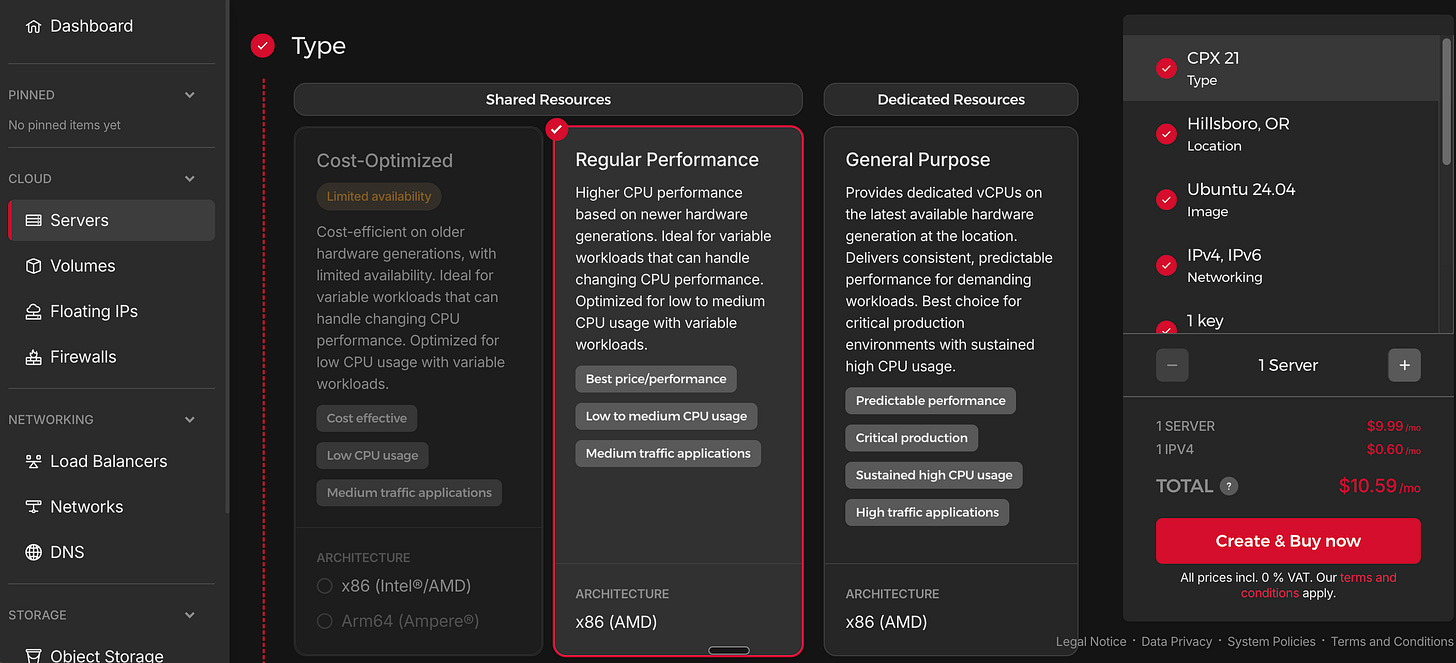 Hetzner's server setup process