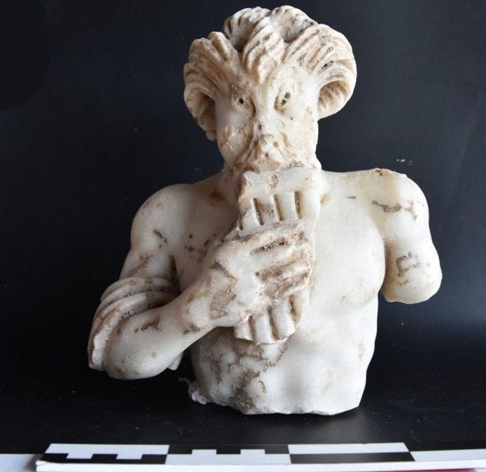 Broken pagan statue of Greek god Pan unearthed at ruined church site in ... Broken pagan statue of Greek god Pan unearthed at ruined church site in ...