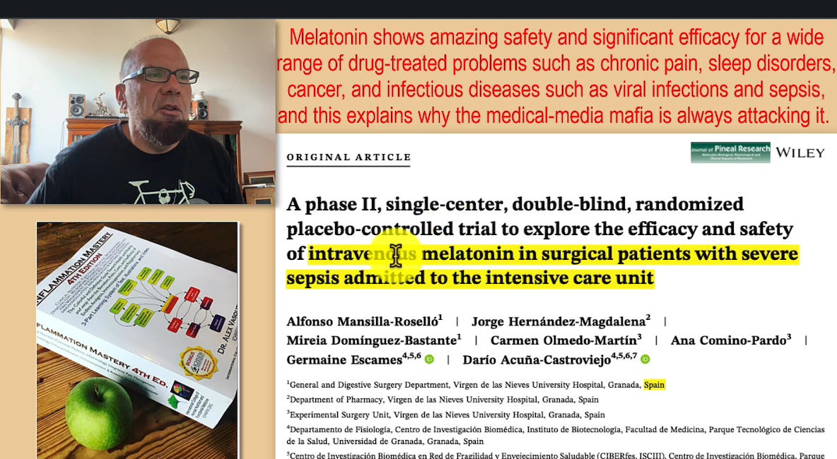 Melatonin shows amazing safety and significant efficacy for a wide range of drug-treated problems such as chronic pain, sleep disorders, cancer, and infectious diseases from viruses and bacteria