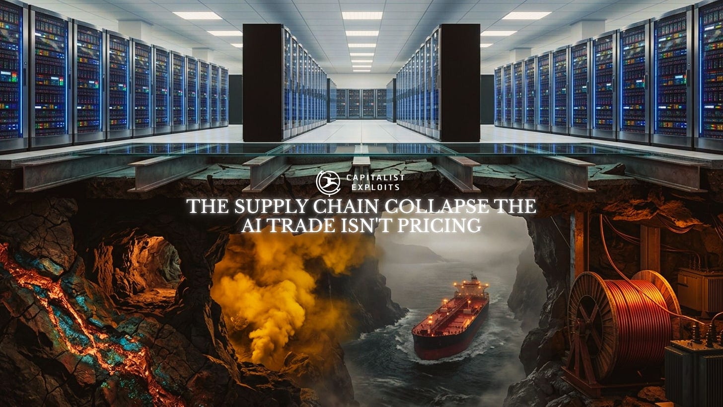 Data center servers above underground supply chain collapse with cargo ship