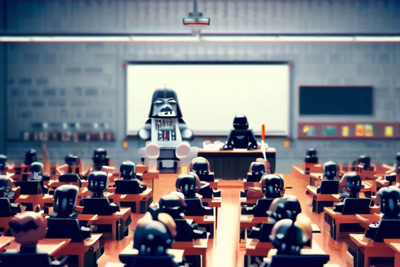 Lego Darth Vader overseeing a classroom full of Lego Star Wars characters Lego Darth Vader overseeing a classroom full of Lego Star Wars characters