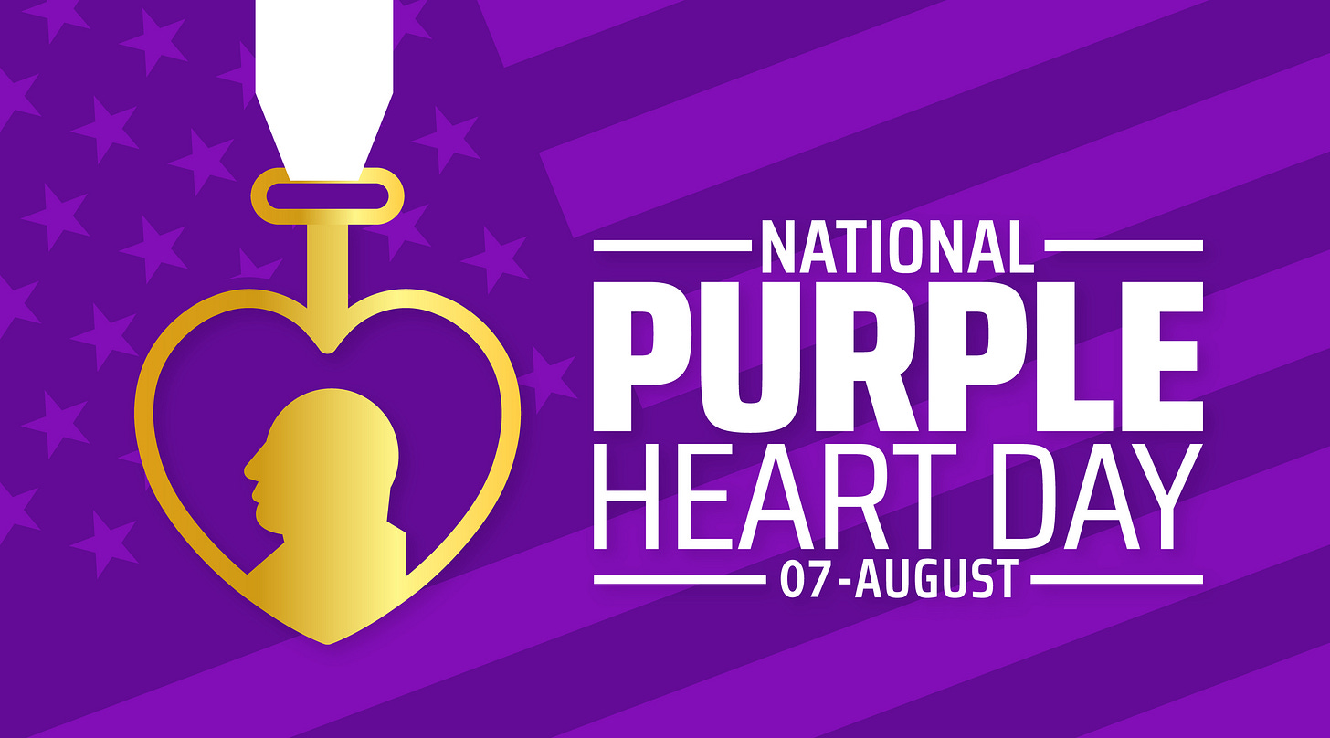 purple heart day background, banner or poster design template. observed every year in August. Holiday concept.