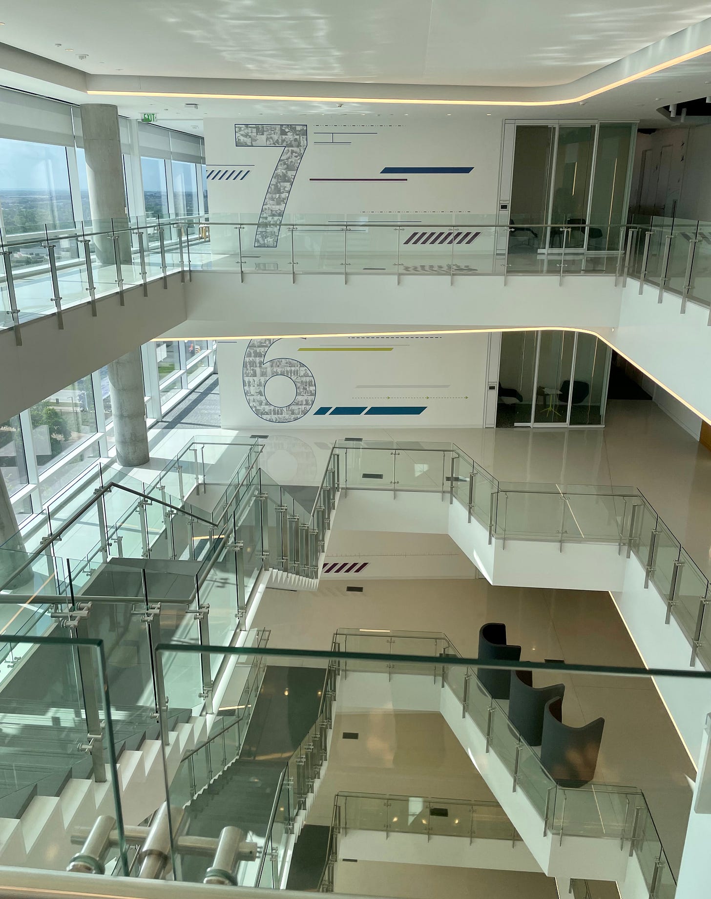 Inside the Skyview 8 building at the new American Airlines headquarters campus near DFW airport