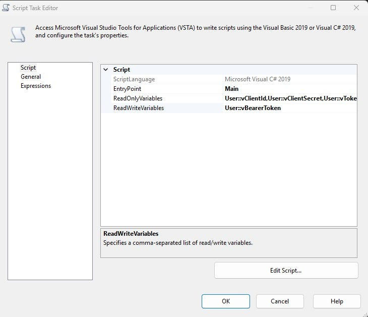 SSIS C# Script to Retrieve API Bearer Token