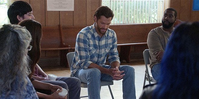 Walker Jared Padalecki in undercover therapy session with Micki. Walker Jared Padalecki in undercover therapy session with Micki.