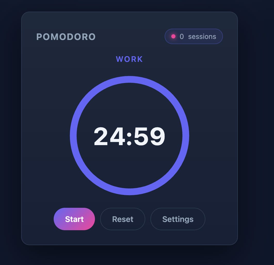 Pomodoro timer app built with GLM 5.2 through Cloudflare Workers AI Pomodoro timer app built with GLM 5.2 through Cloudflare Workers AI