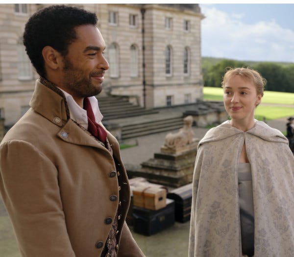 Bridgerton characters at Castle Howard in Season 1