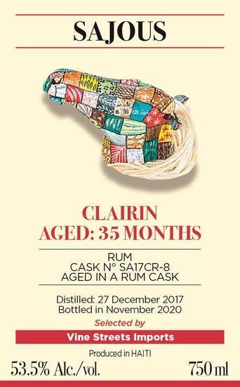The Spirit of Haiti 35 Months Old Sajous Clairin Cask No. SA17CR-8 Aged In A Rum Cask The Spirit of Haiti 35 Months Old Sajous Clairin Cask No. SA17CR-8 Aged In A Rum Cask