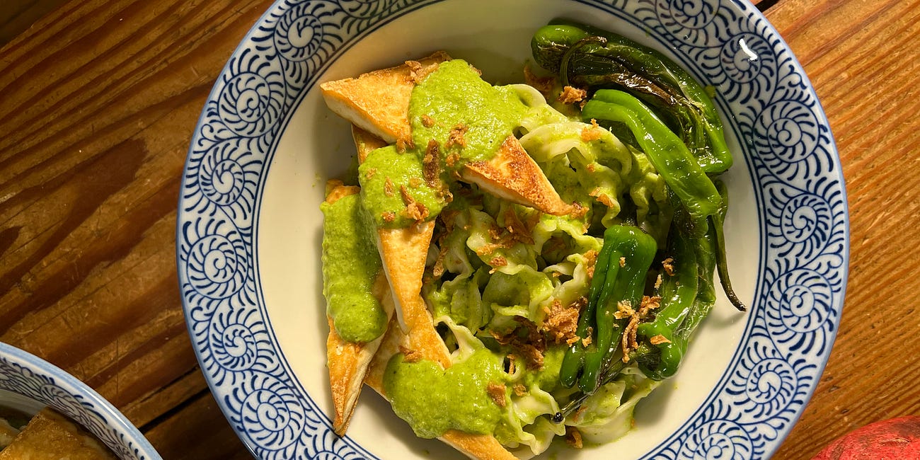 Noodles in Coconut-Cilantro Sauce (v)