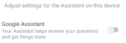 Google Assistant toggle Android