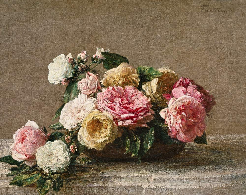 Henri Fantin-Latour, Roses in a Bowl (Roses dans une coupe), 1882. Musée d'Orsay, Paris. Henri Fantin-Latour, Roses in a Bowl (Roses dans une coupe), 1882. Musée d'Orsay, Paris.
