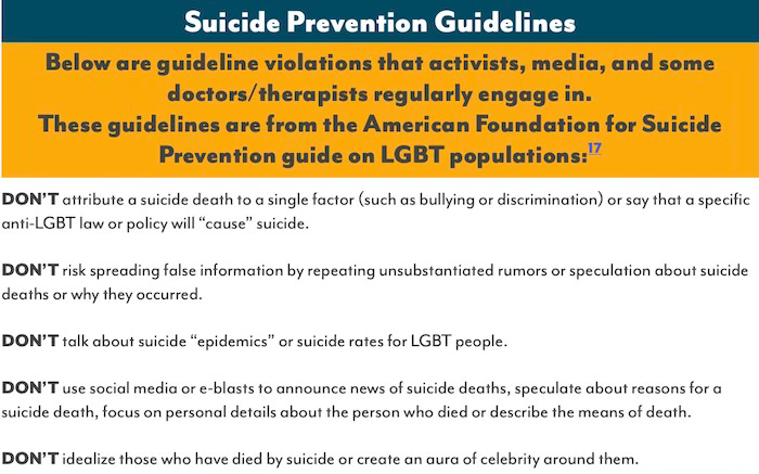 Suicide prevention guideline don'ts