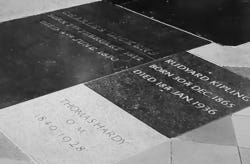 Kipling's grave (right) in Poets' Corner, Westminster Abbey, London Kipling's grave (right) in Poets' Corner, Westminster Abbey, London