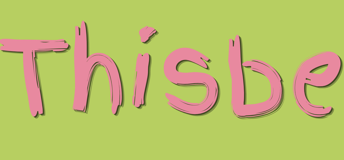 Thisbe, written in pin on green background Thisbe, written in pin on green background