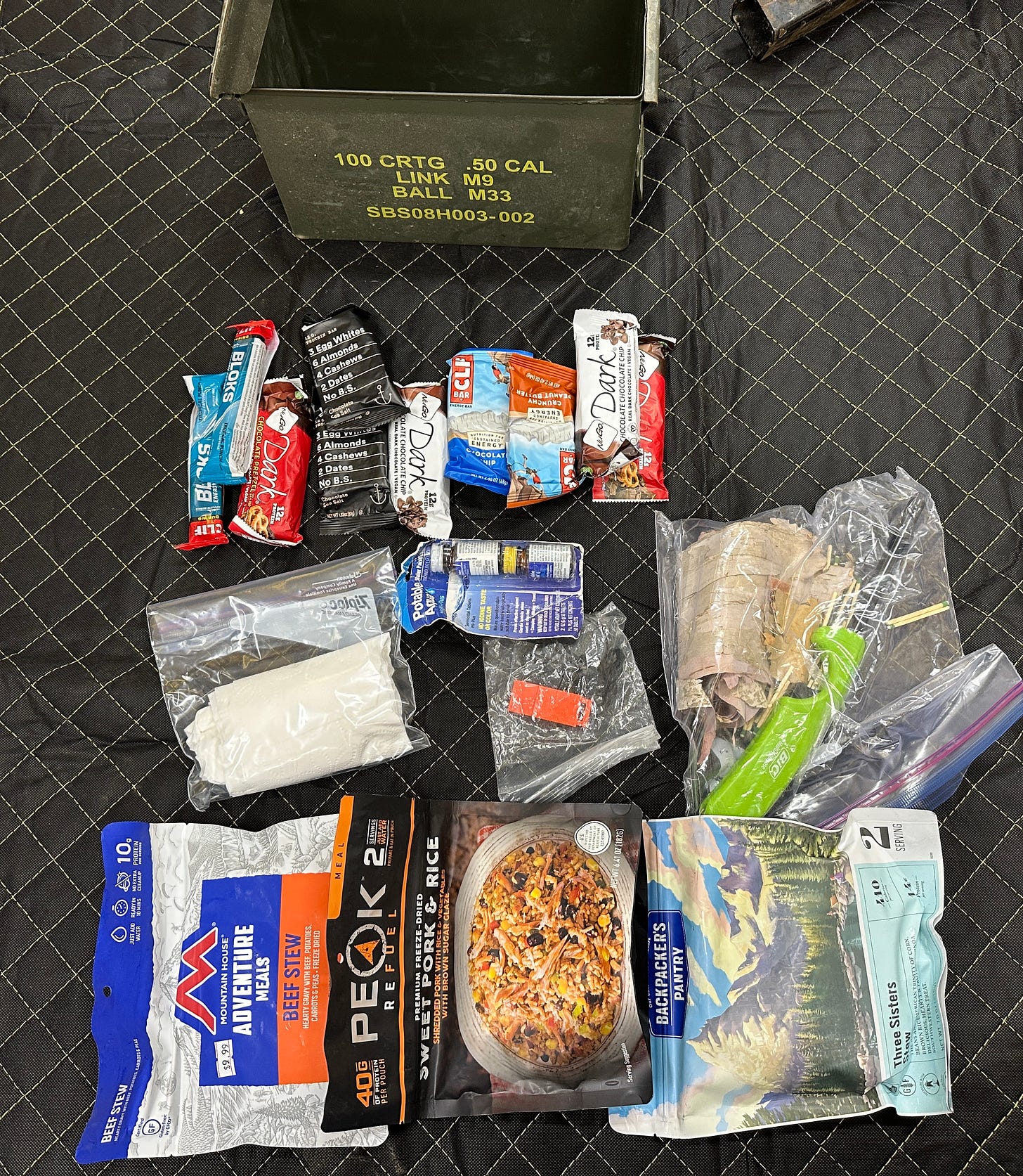 Emergency contents of the ammo can. Emergency contents of the ammo can.