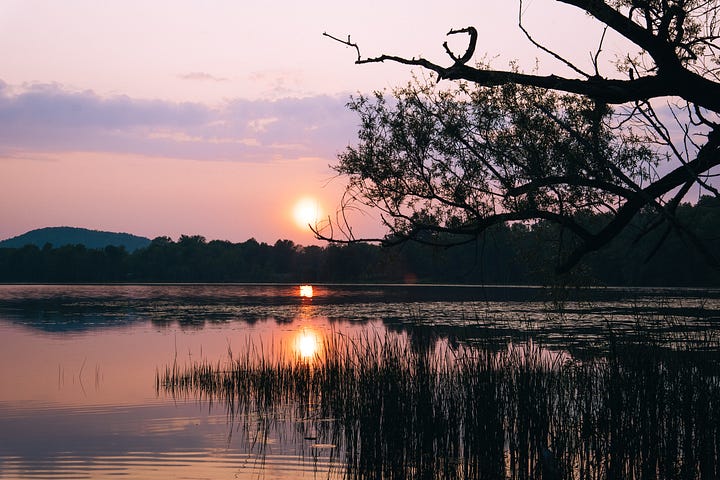 Sunset over a lake