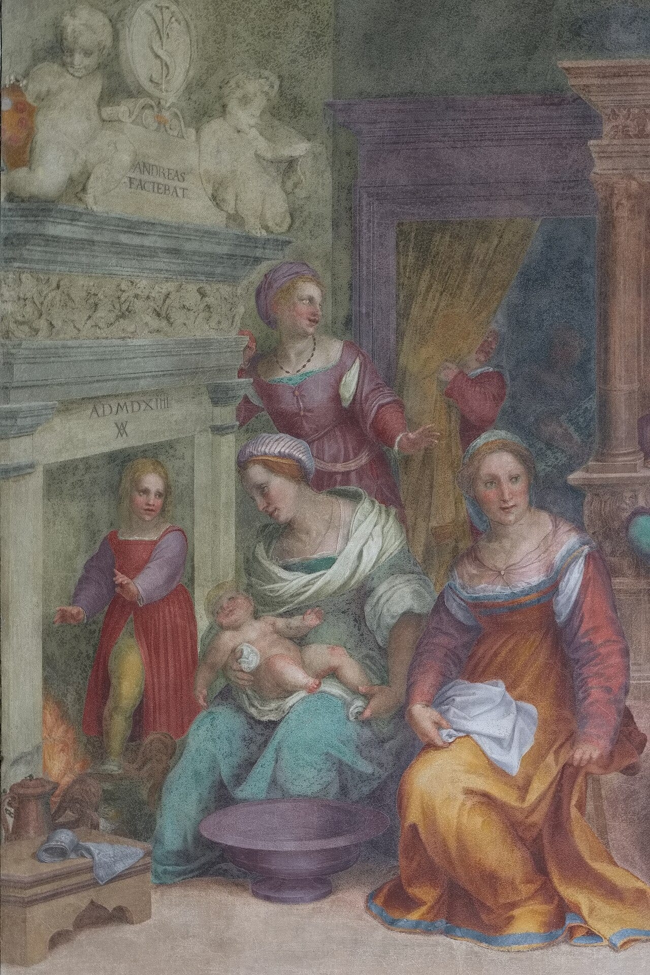 Birth of the Virgin fresco by Andrea del Sarto