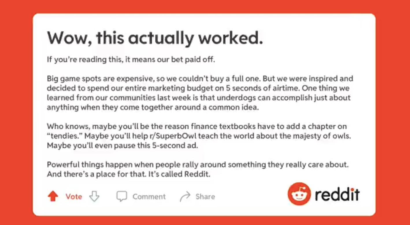 Reddit&#39;s 5-Second Super Bowl Ad Rallies Users, References GameStop - Variety
