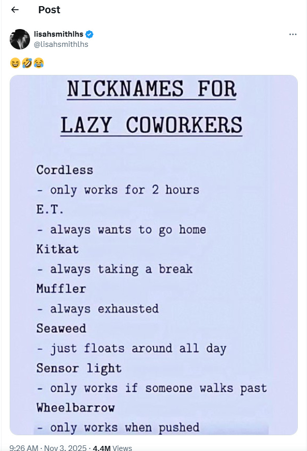 Nicknames for Lazy Co-Workers (11/03/25)