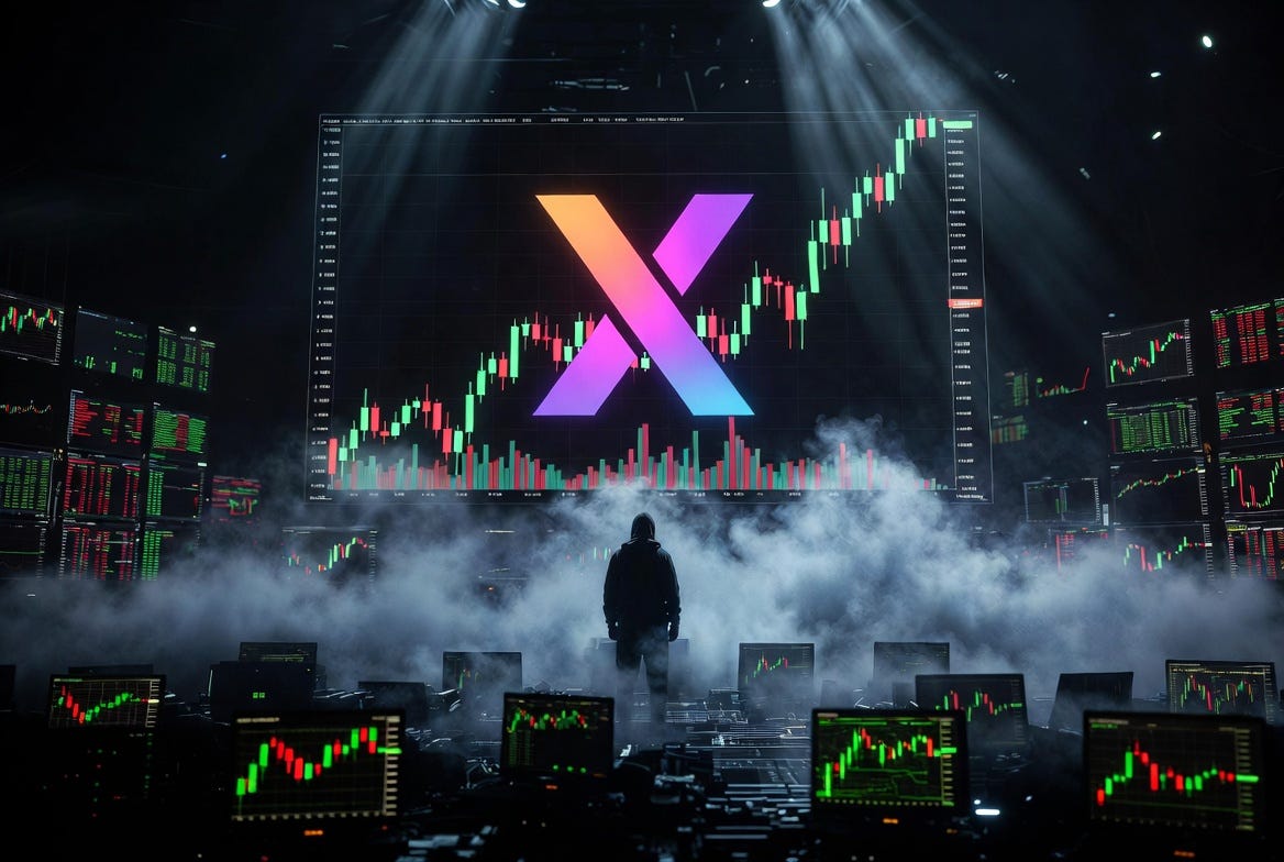 A lone hooded figure stands in a smoke-filled arena surrounded by trading monitors displaying candlestick charts, facing a massive screen showing the PRVX logo alongside a rising price chart, evoking the high-stakes atmosphere of a new token launch A lone hooded figure stands in a smoke-filled arena surrounded by trading monitors displaying candlestick charts, facing a massive screen showing the PRVX logo alongside a rising price chart, evoking the high-stakes atmosphere of a new token launch