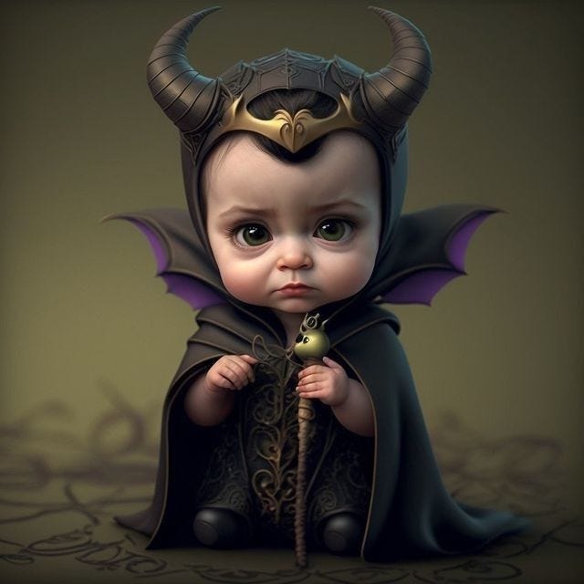 This may contain: a baby dressed up as a demon with horns This may contain: a baby dressed up as a demon with horns