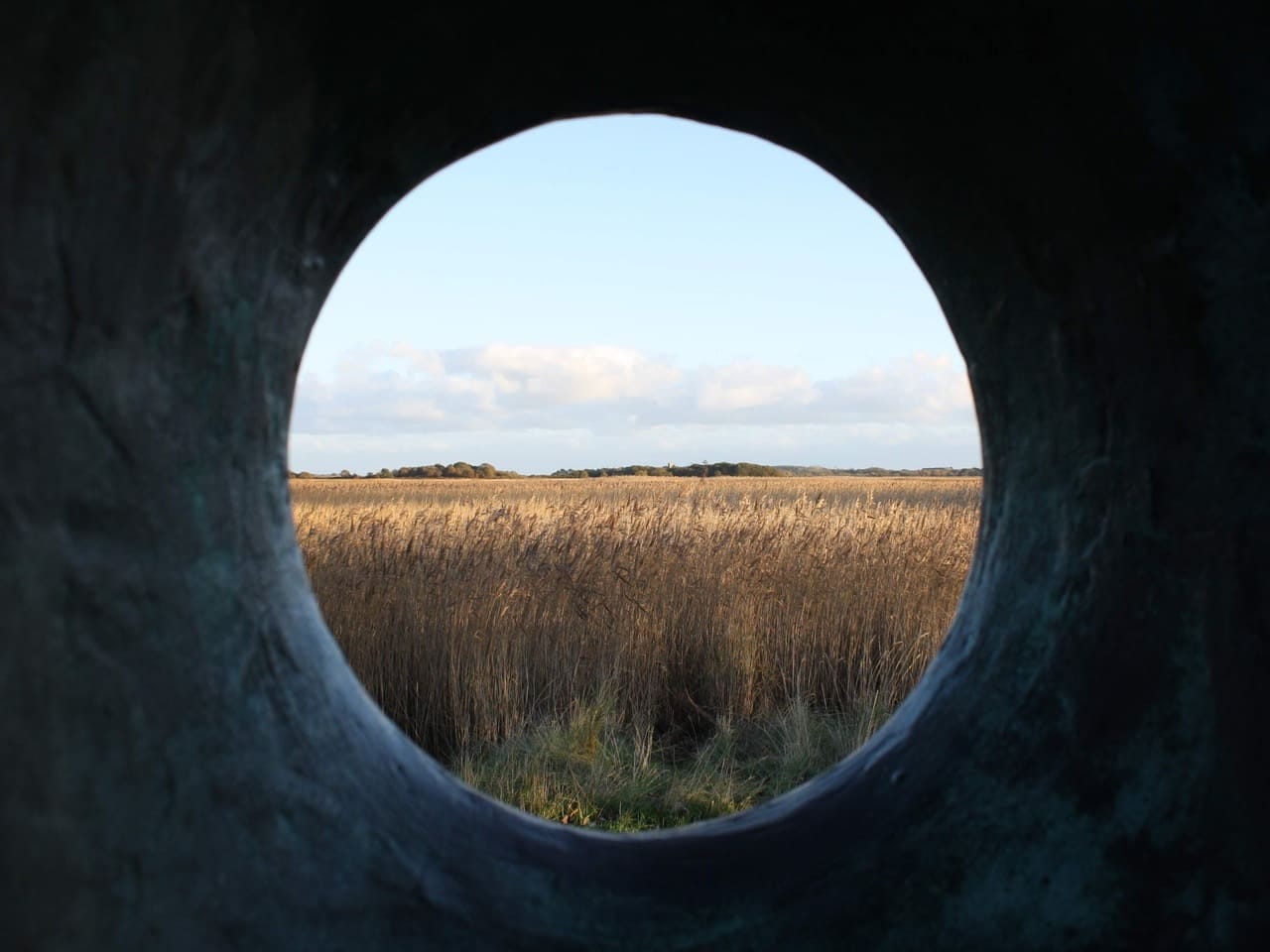 View through a sculpture at Snape Maltings, Suffolk