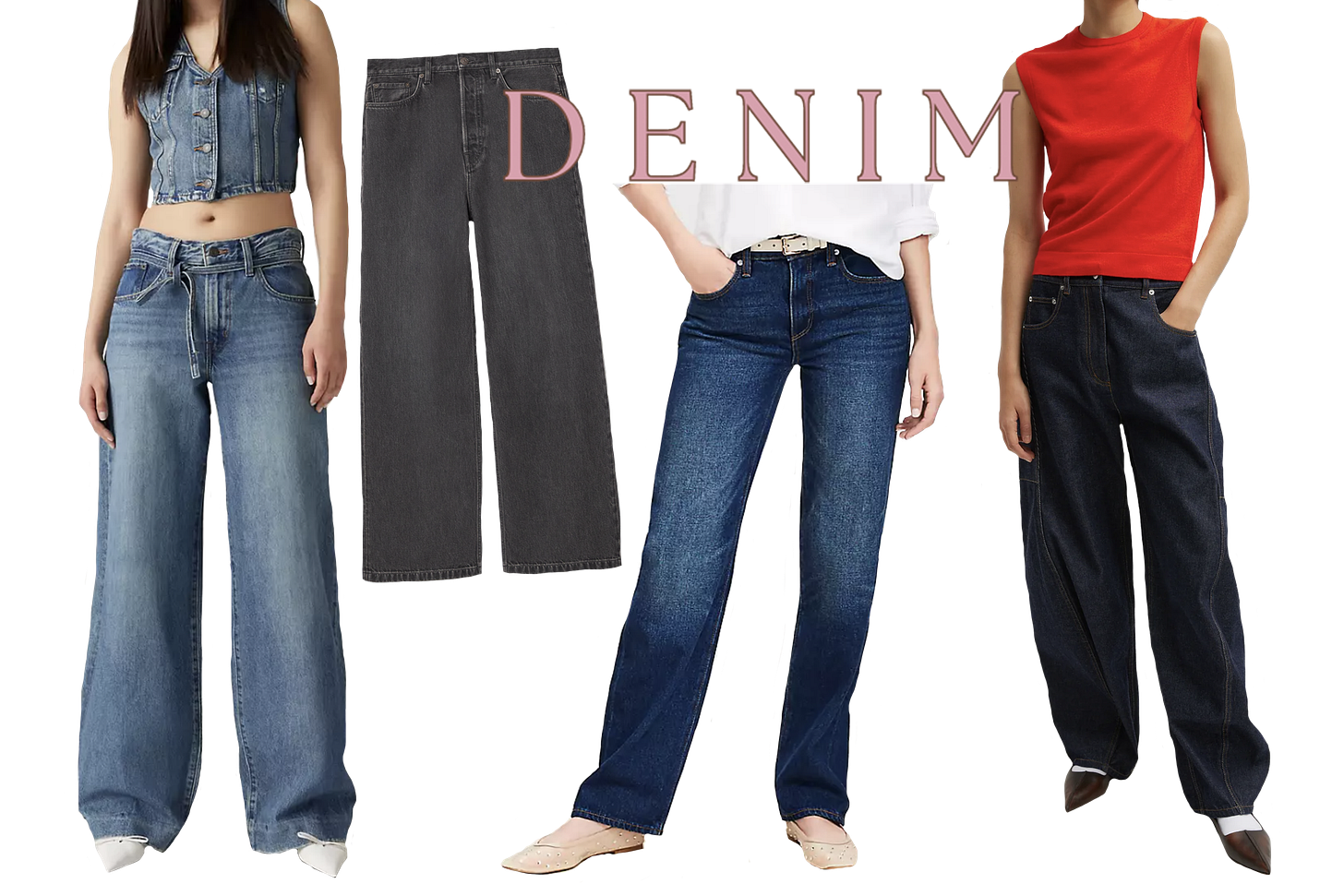Images of various baggy jeans.