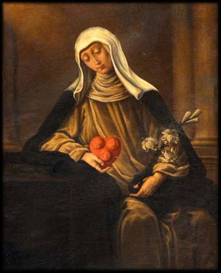 This may contain: a painting of a woman holding two hearts