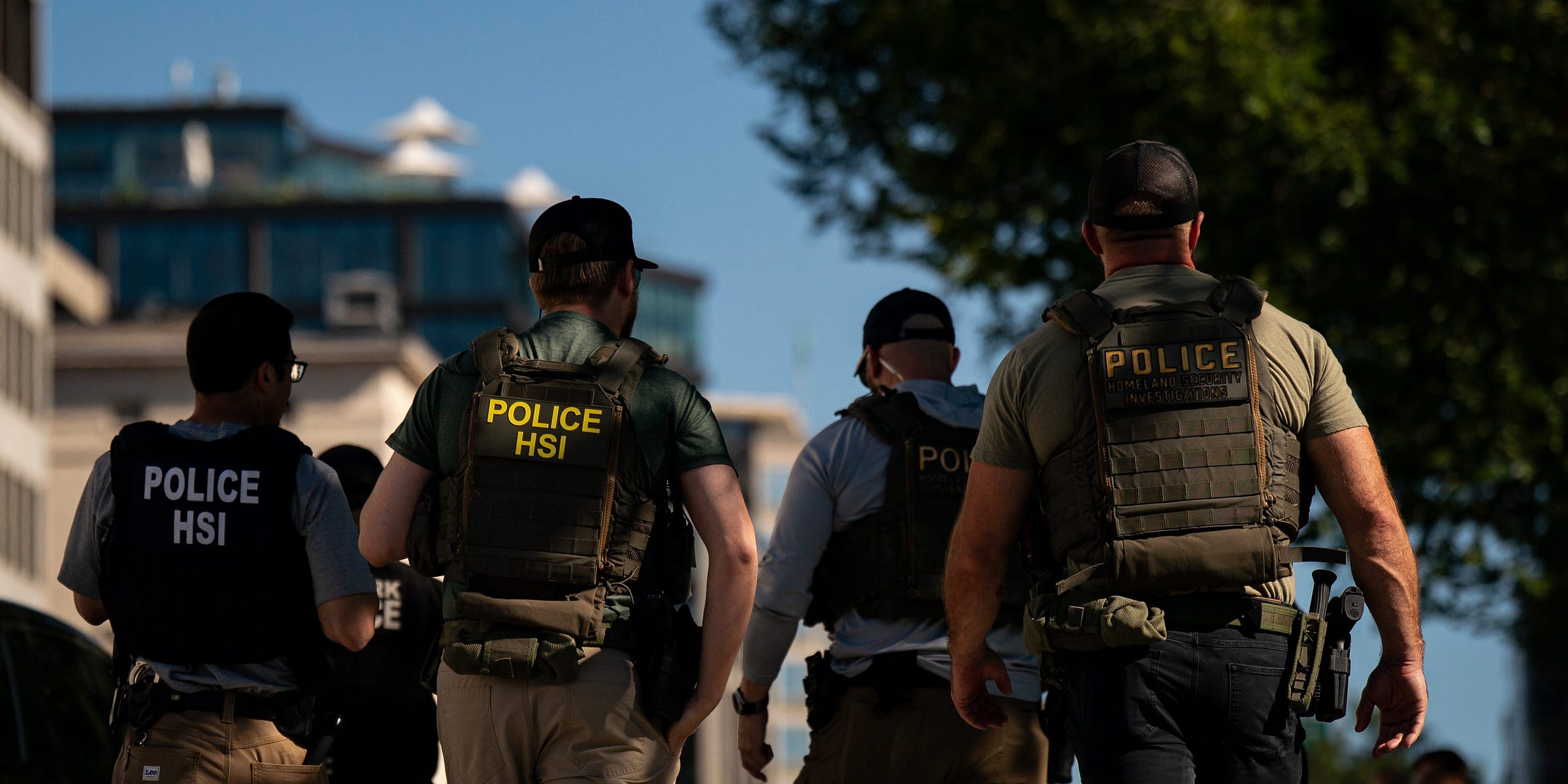 Agents from the US Immigration and Customs Enforcement's Homeland Security Investigations (HSI) unit during a traffic stop near the White House in Washington, DC, US, on Tuesday, Aug. 26, 2025. President Donald Trump threatened that prosecutors would seek the death penalty for anyone found guilty of murder in Washington, DC, a move that would escalate his crime crackdown in the nation's capital. Photographer: Al Drago/Bloomberg via Getty Images Agents from the US Immigration and Customs Enforcement's Homeland Security Investigations (HSI) unit during a traffic stop near the White House in Washington, DC, US, on Tuesday, Aug. 26, 2025. President Donald Trump threatened that prosecutors would seek the death penalty for anyone found guilty of murder in Washington, DC, a move that would escalate his crime crackdown in the nation's capital. Photographer: Al Drago/Bloomberg via Getty Images