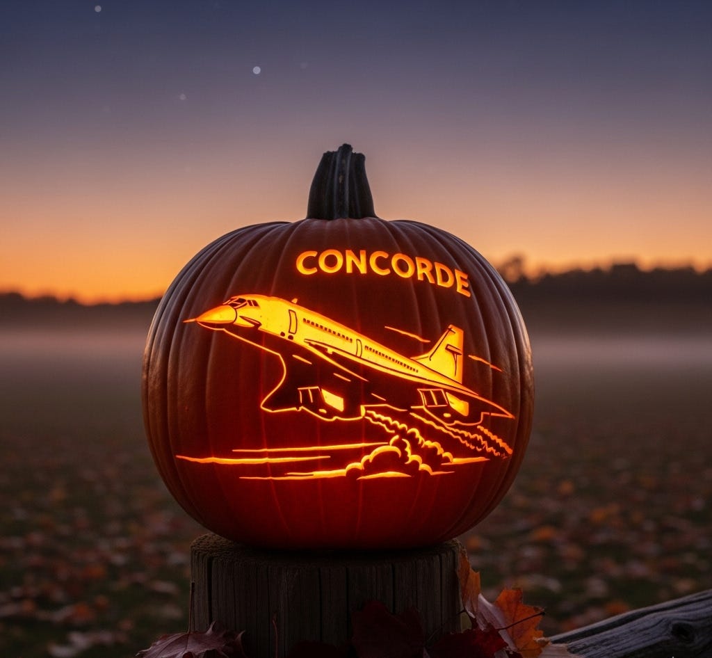 A carved pumpkin with a plane on it

AI-generated content may be incorrect.