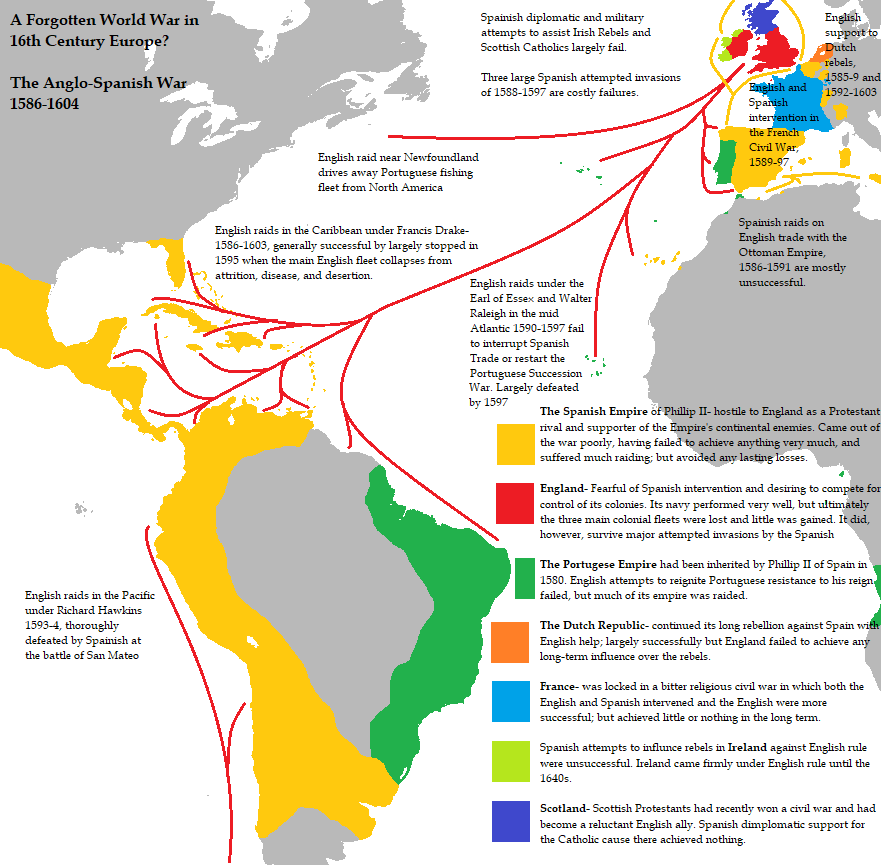 The Anglo-Spanish War, 1586-1604 : r/MapPorn