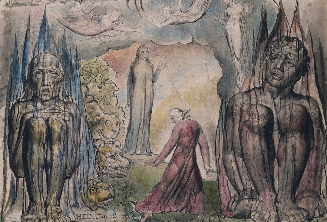 a drawing of a man surrounded by other people