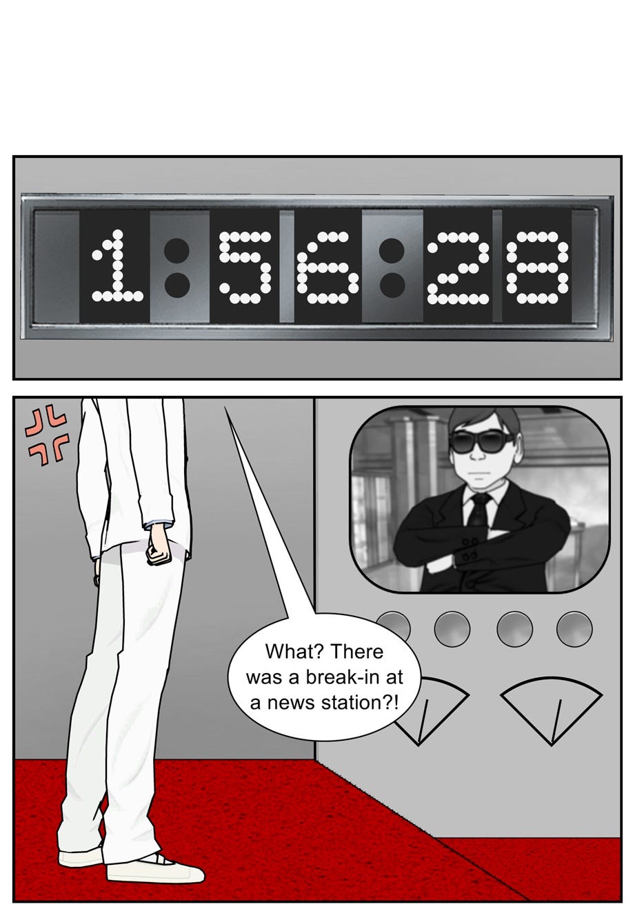 1:56:28. What? There was a break-in at a news station?!