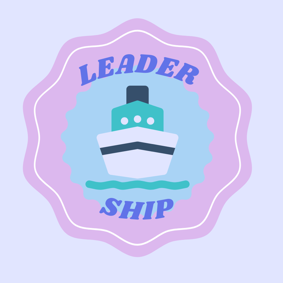 A badge with a ship image saying "leader" above the ship and "ship" below