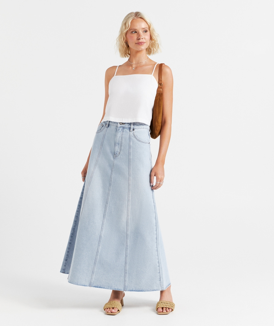 EDIN WIDE DENIM MAXI SKIRT