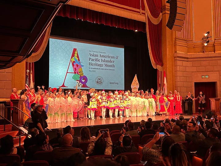 Blessed to have my words highlighted in Medium. Some friends at the ENDC party. AAPI Heritage performers in beautifull costumes.