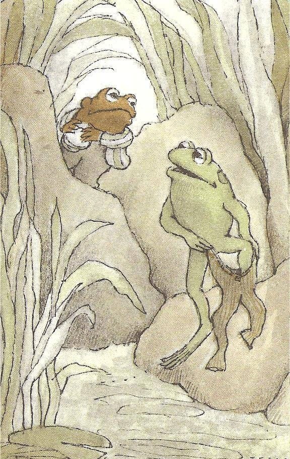 Frog and Toad on X: "“After I put on my bathing suit, you must not look at  me until I get into the water.” “Why not?” asked Frog. “Because I look funny