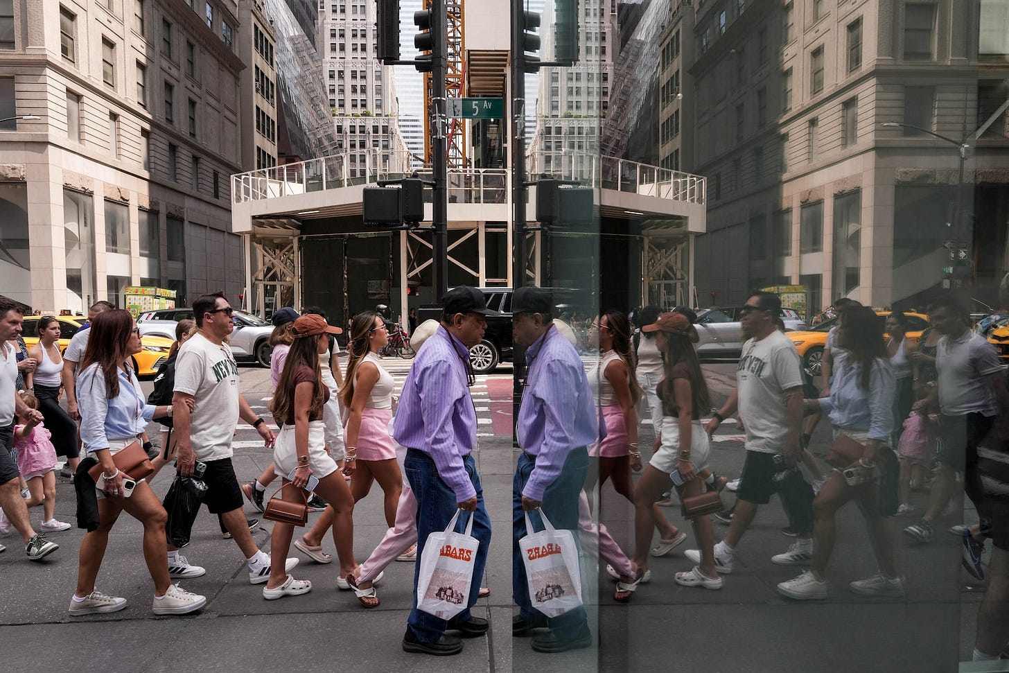 Shoppers on Fifth Avenue as President Trump’s new tariffs are imposed