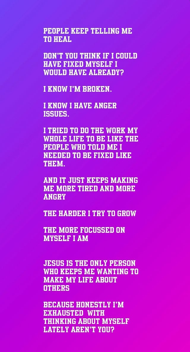 r/Fauxmoi - Justin Bieber publica una historia diciendo que no puede arreglarse a sí mismo.
