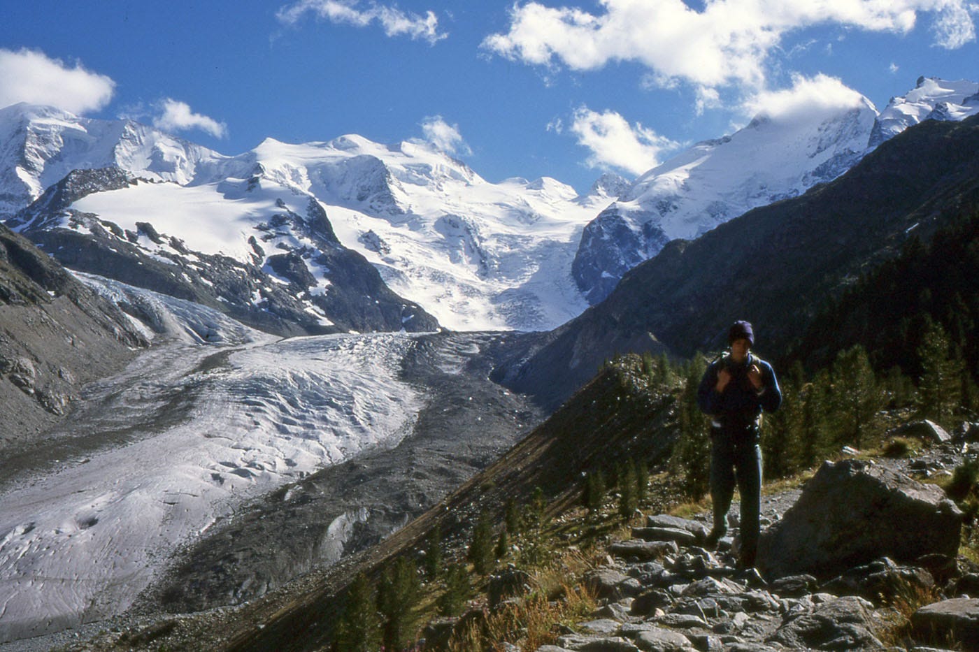 glacier and mountain path above it