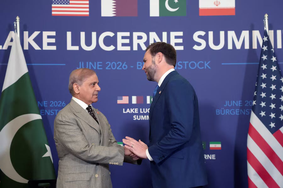 Pakistani Prime Minister Shehbaz Sharif shakes hands with U.S. Vice-President J.D. Vance Pakistani Prime Minister Shehbaz Sharif shakes hands with U.S. Vice-President J.D. Vance