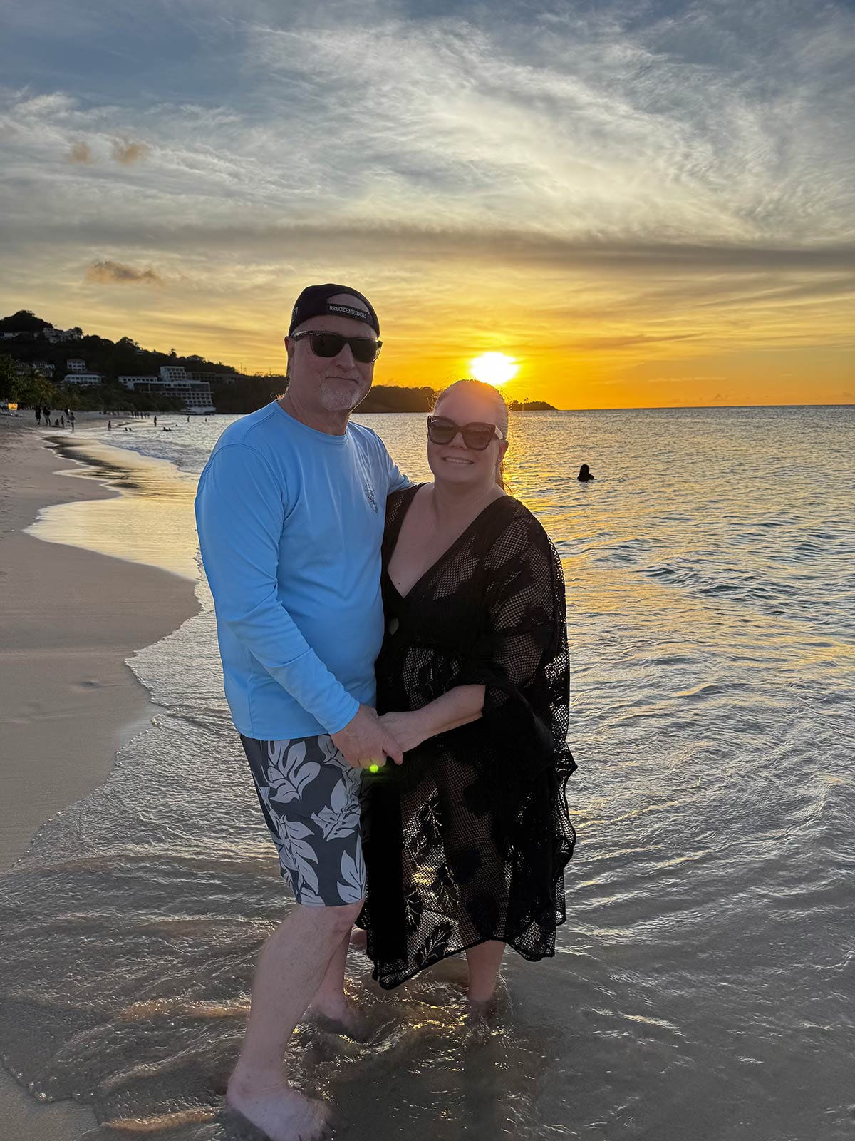 Ramy Brook Kristen coverup at sunset on Grand Anse