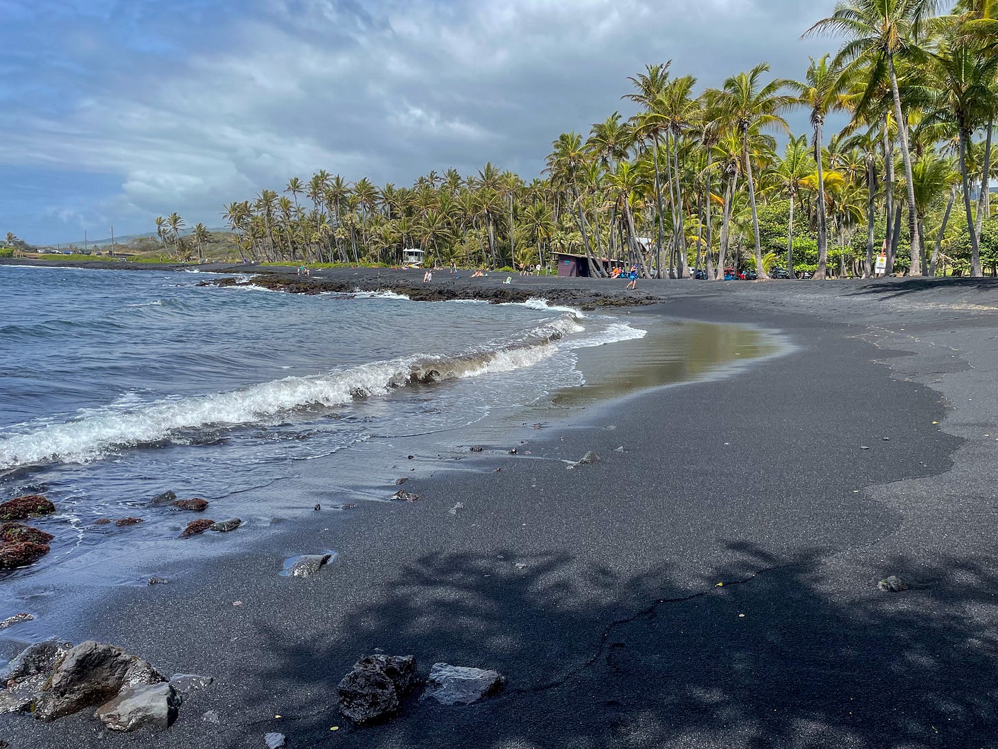 black sand beach on the Big Island